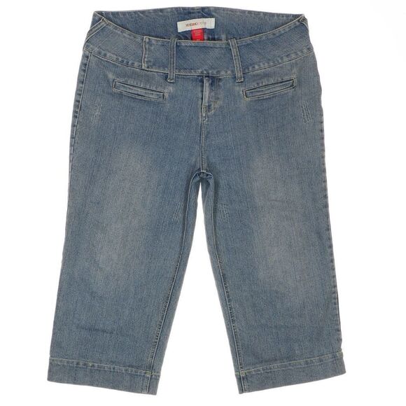 Mossimo Jeans Crop Capri Plus Size 18W Flap Blue Denim Stretch Measure 38 x 21 - Picture 1 of 11